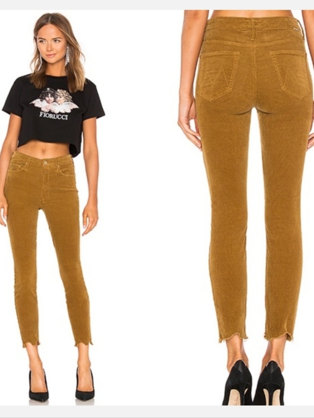 ☀️FLASH SALE!!☀Mother High Waisted Looker Ankle Chew Hopscotch Corduroys In Okra